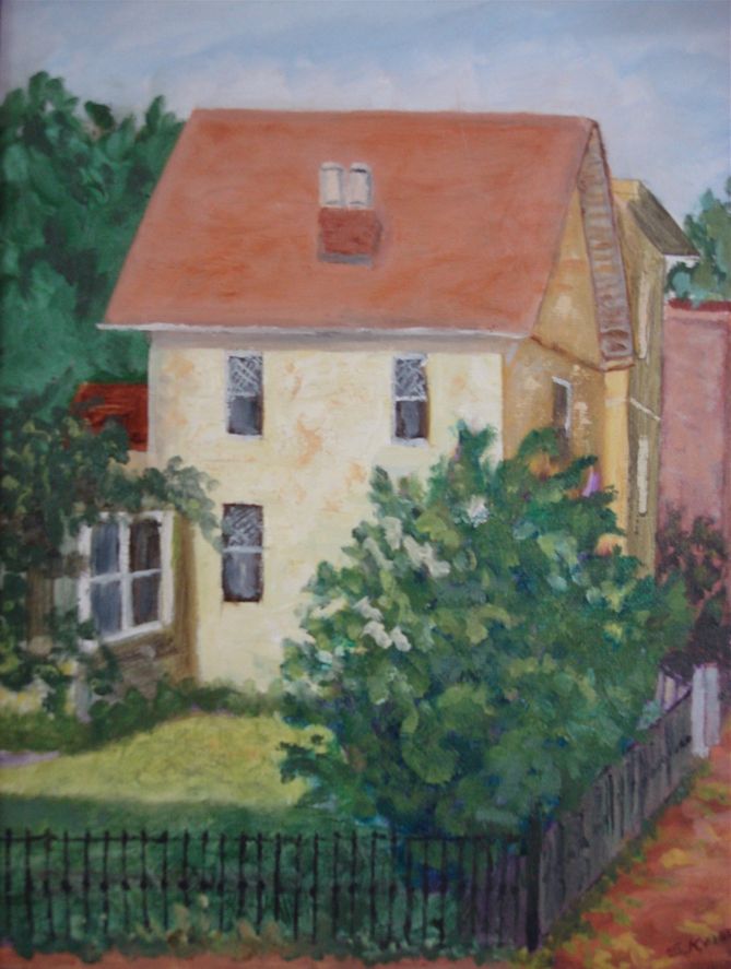 HOUSE  ON  WOOD  STREET,   BURLINGTON, NJ _________ $200 ____oil on canvas,  11