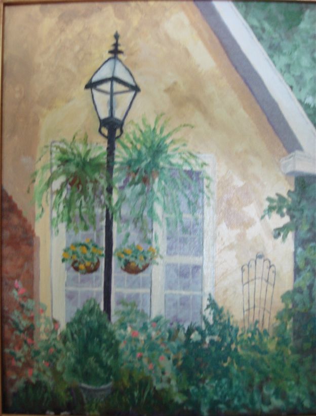 GARDEN  ON  WOOD STREET,  BURLINGTON      I was so happy to gift this painting to Linda and Thor Kvist,  Tage's brother and sister-in-law when they recently visited us from Winnipeg, Manitoba