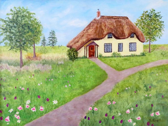 WILDFLOWER  COTTAGE    I donated this to the Swedish Museum in Philadelphia for their fund-raising auction.  The wild flowers are distinctive to Sweden.